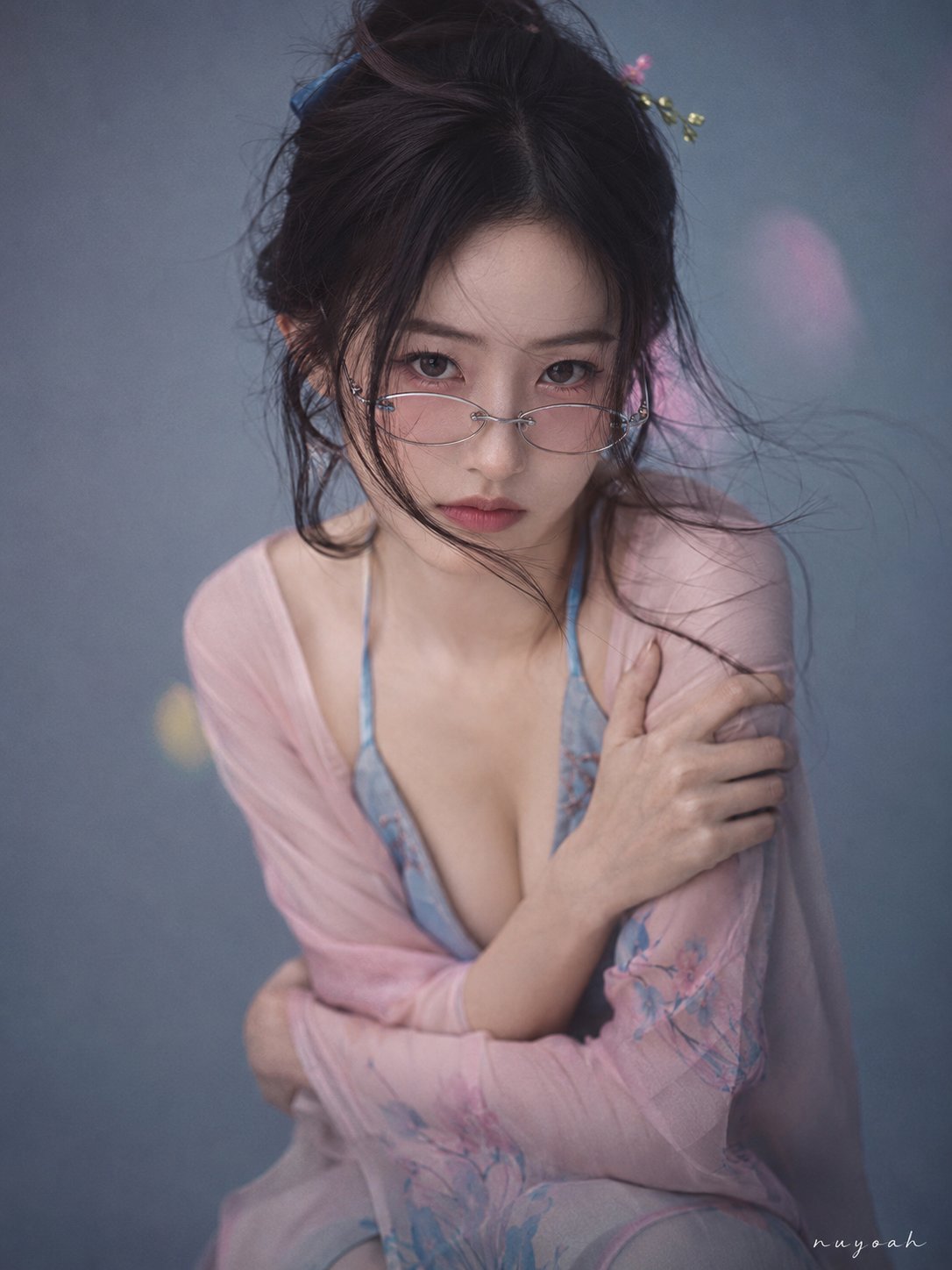 青春电影低反差唐风妆容数码人像 - 提示词示例图